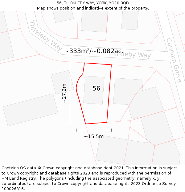 56, THIRKLEBY WAY, YORK, YO10 3QD: Plot and title map