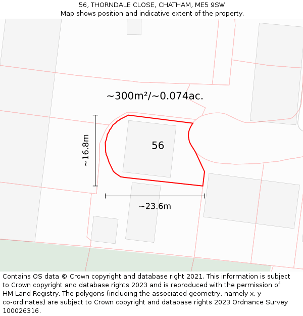 56, THORNDALE CLOSE, CHATHAM, ME5 9SW: Plot and title map