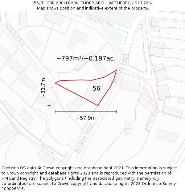 56, THORP ARCH PARK, THORP ARCH, WETHERBY, LS23 7AN: Plot and title map