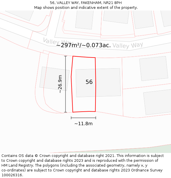 56, VALLEY WAY, FAKENHAM, NR21 8PH: Plot and title map