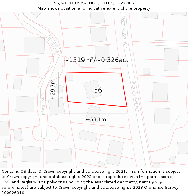 56, VICTORIA AVENUE, ILKLEY, LS29 9PN: Plot and title map