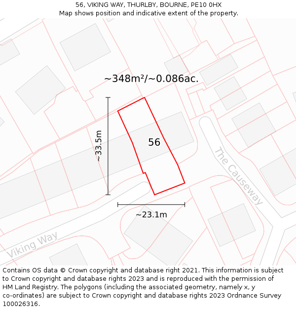 56, VIKING WAY, THURLBY, BOURNE, PE10 0HX: Plot and title map