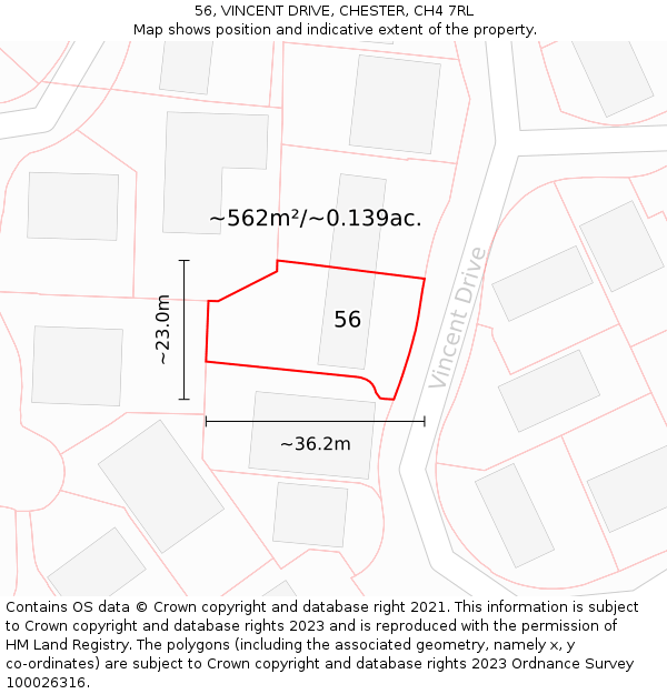 56, VINCENT DRIVE, CHESTER, CH4 7RL: Plot and title map