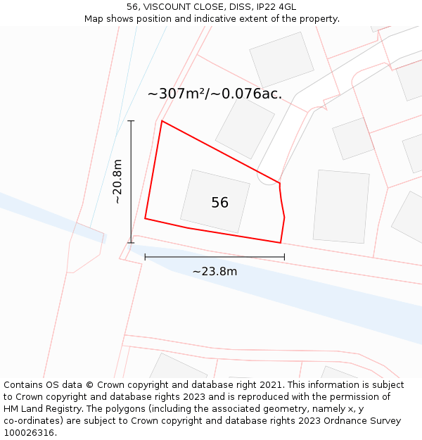 56, VISCOUNT CLOSE, DISS, IP22 4GL: Plot and title map