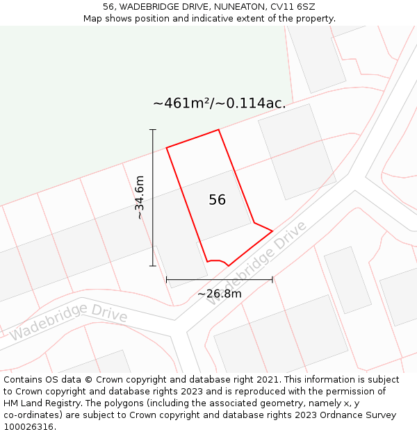 56, WADEBRIDGE DRIVE, NUNEATON, CV11 6SZ: Plot and title map