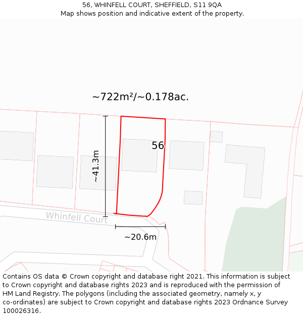 56, WHINFELL COURT, SHEFFIELD, S11 9QA: Plot and title map