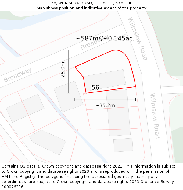 56, WILMSLOW ROAD, CHEADLE, SK8 1HL: Plot and title map