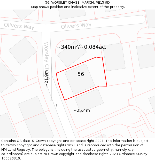 56, WORSLEY CHASE, MARCH, PE15 9DJ: Plot and title map