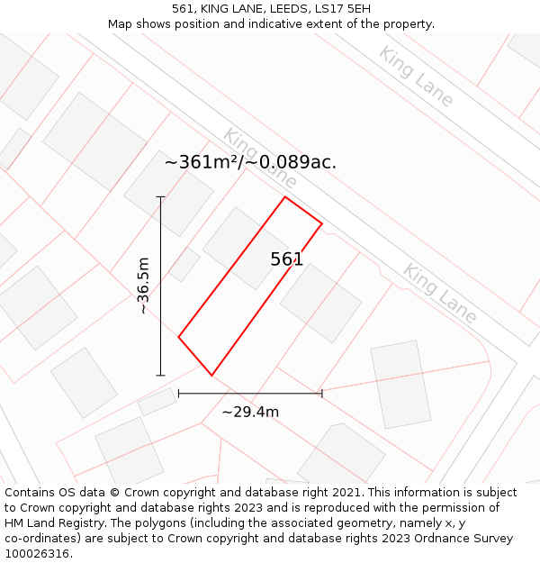 561, KING LANE, LEEDS, LS17 5EH: Plot and title map