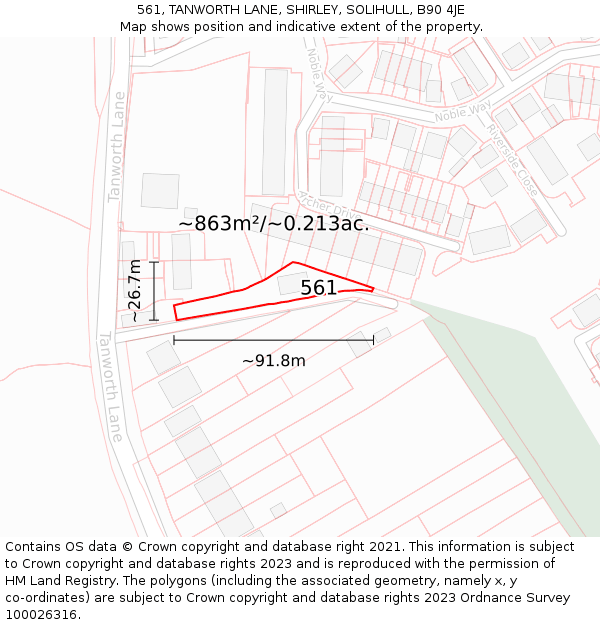 561, TANWORTH LANE, SHIRLEY, SOLIHULL, B90 4JE: Plot and title map