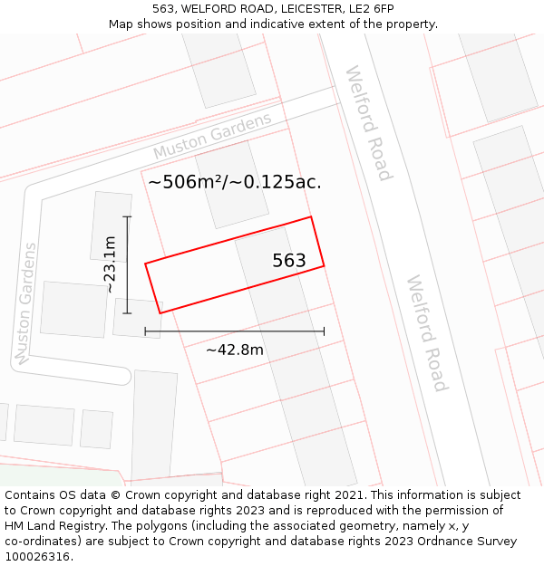 563, WELFORD ROAD, LEICESTER, LE2 6FP: Plot and title map