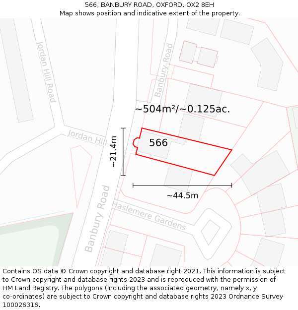 566, BANBURY ROAD, OXFORD, OX2 8EH: Plot and title map