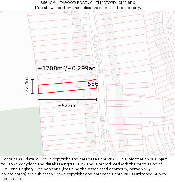 566, GALLEYWOOD ROAD, CHELMSFORD, CM2 8BX: Plot and title map