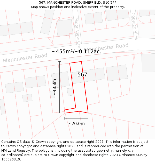 567, MANCHESTER ROAD, SHEFFIELD, S10 5PP: Plot and title map