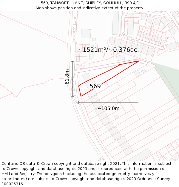 569, TANWORTH LANE, SHIRLEY, SOLIHULL, B90 4JE: Plot and title map