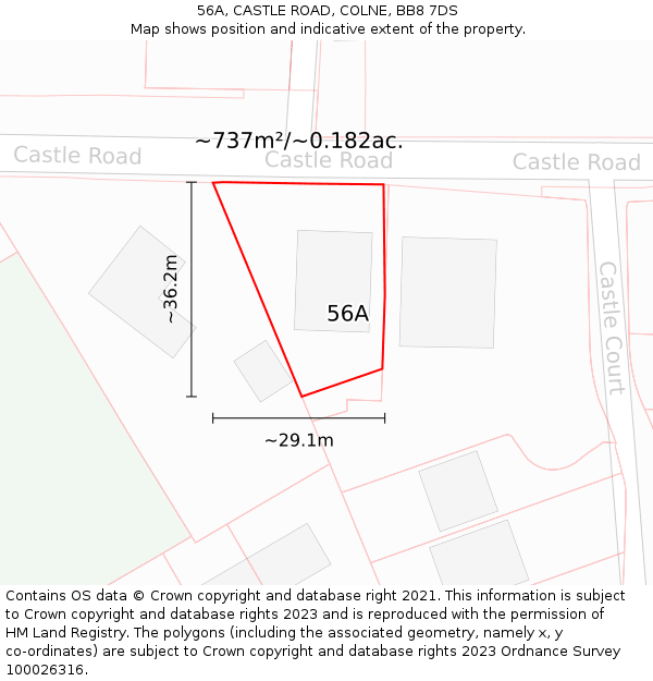 56A, CASTLE ROAD, COLNE, BB8 7DS: Plot and title map