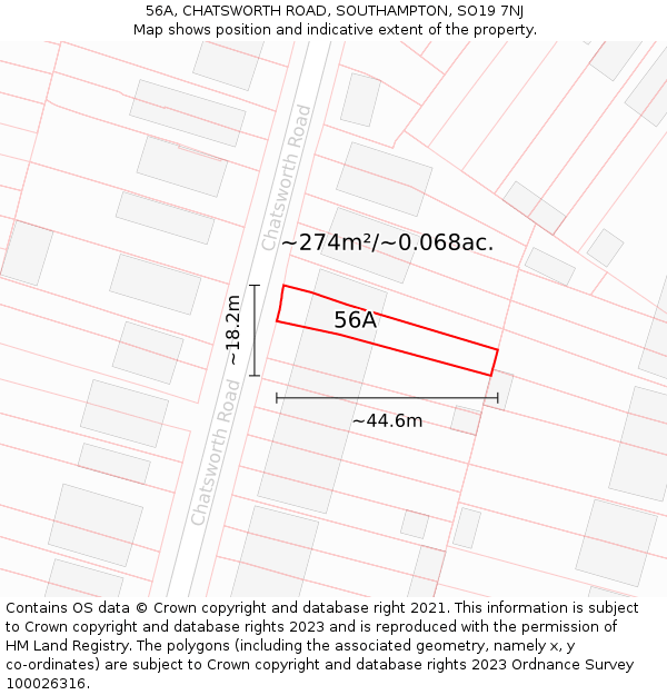 56A, CHATSWORTH ROAD, SOUTHAMPTON, SO19 7NJ: Plot and title map