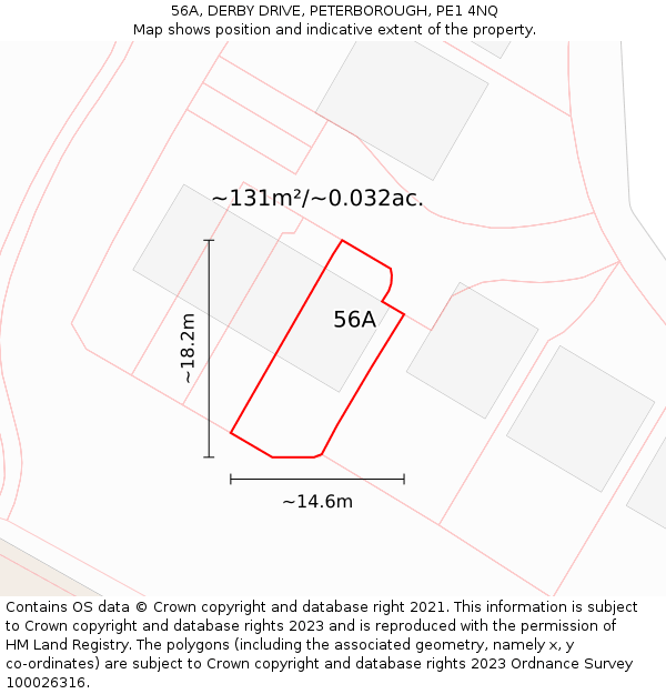 56A, DERBY DRIVE, PETERBOROUGH, PE1 4NQ: Plot and title map