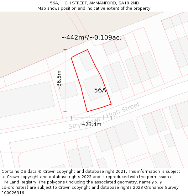 56A, HIGH STREET, AMMANFORD, SA18 2NB: Plot and title map