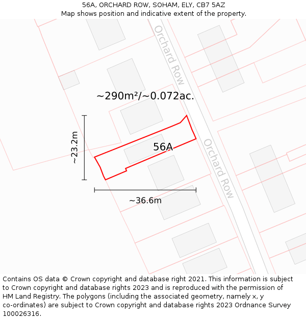 56A, ORCHARD ROW, SOHAM, ELY, CB7 5AZ: Plot and title map