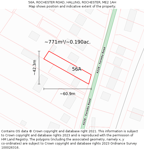 56A, ROCHESTER ROAD, HALLING, ROCHESTER, ME2 1AH: Plot and title map
