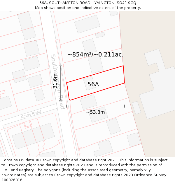 56A, SOUTHAMPTON ROAD, LYMINGTON, SO41 9GQ: Plot and title map