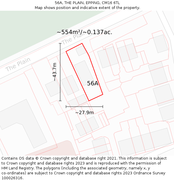 56A, THE PLAIN, EPPING, CM16 6TL: Plot and title map