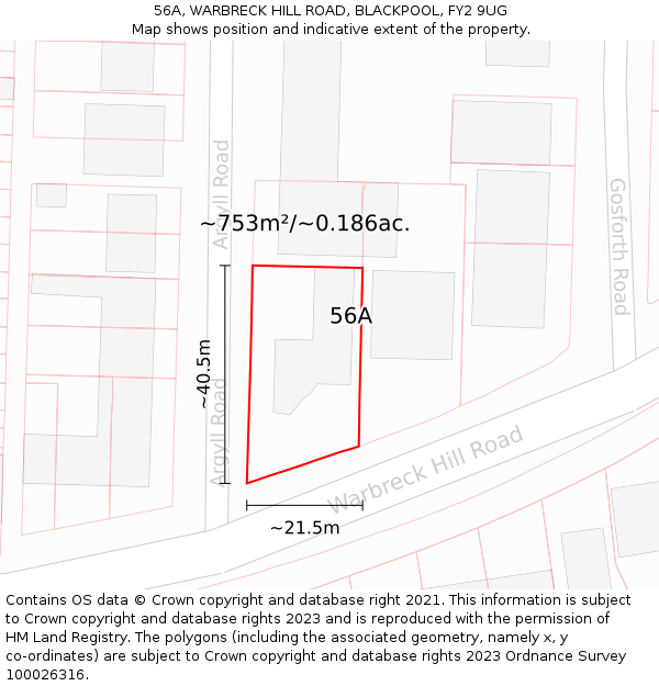 56A, WARBRECK HILL ROAD, BLACKPOOL, FY2 9UG: Plot and title map