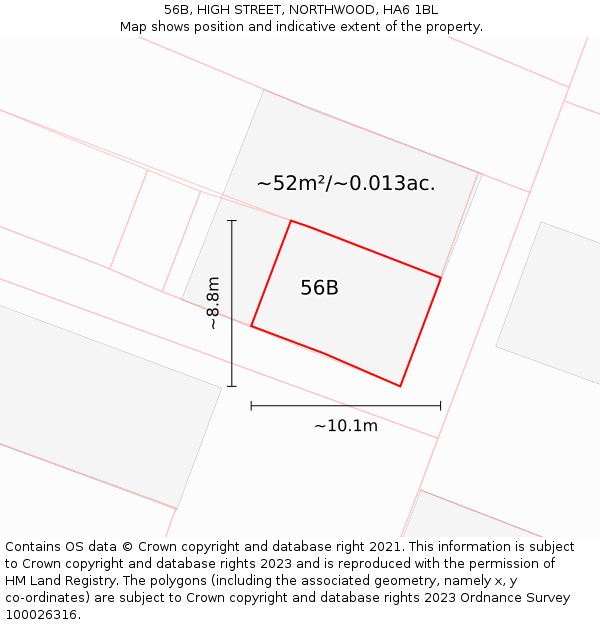 56B, HIGH STREET, NORTHWOOD, HA6 1BL: Plot and title map