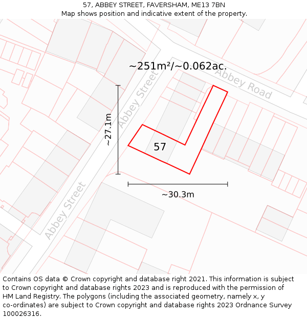 57, ABBEY STREET, FAVERSHAM, ME13 7BN: Plot and title map