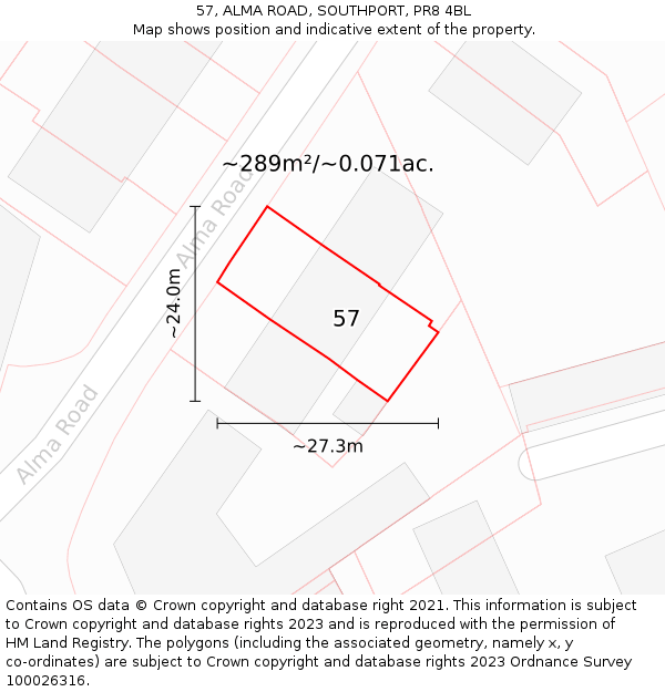 57, ALMA ROAD, SOUTHPORT, PR8 4BL: Plot and title map