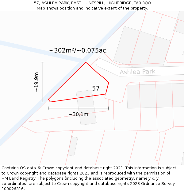 57, ASHLEA PARK, EAST HUNTSPILL, HIGHBRIDGE, TA9 3QQ: Plot and title map