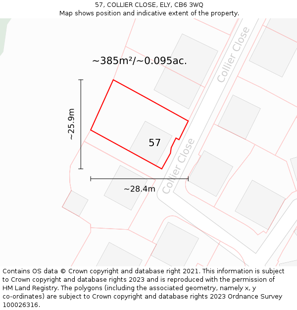57, COLLIER CLOSE, ELY, CB6 3WQ: Plot and title map