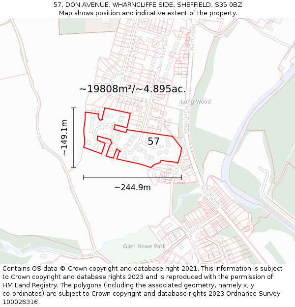 57, DON AVENUE, WHARNCLIFFE SIDE, SHEFFIELD, S35 0BZ: Plot and title map