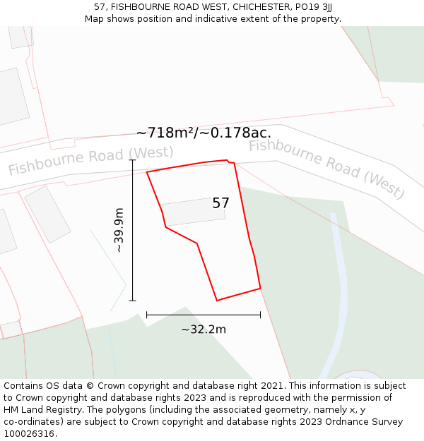 57, FISHBOURNE ROAD WEST, CHICHESTER, PO19 3JJ: Plot and title map