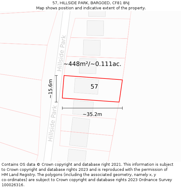 57, HILLSIDE PARK, BARGOED, CF81 8NJ: Plot and title map