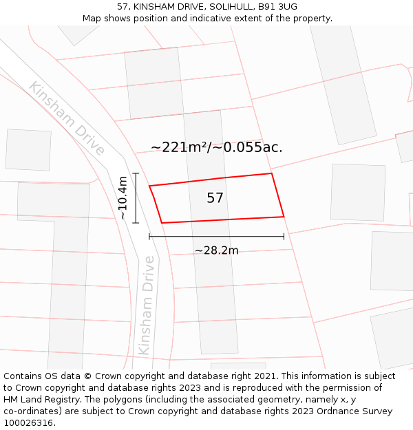 57, KINSHAM DRIVE, SOLIHULL, B91 3UG: Plot and title map