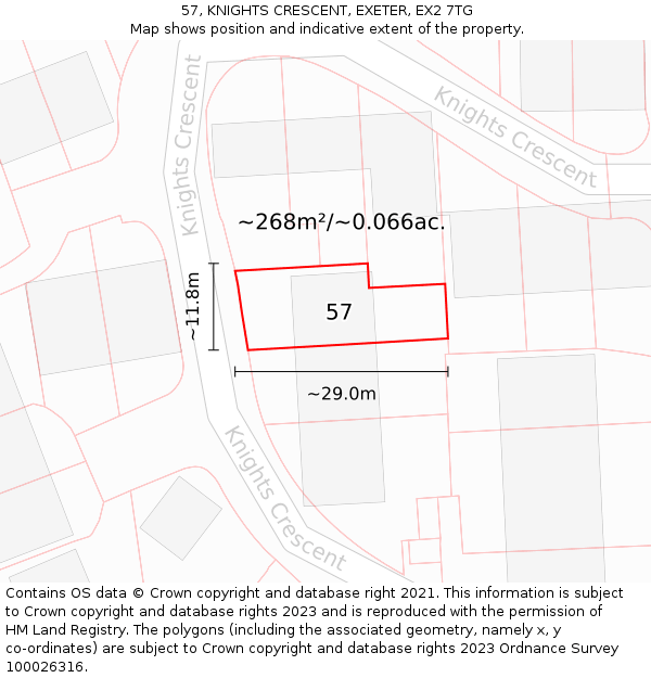 57, KNIGHTS CRESCENT, EXETER, EX2 7TG: Plot and title map