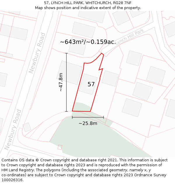 57, LYNCH HILL PARK, WHITCHURCH, RG28 7NF: Plot and title map