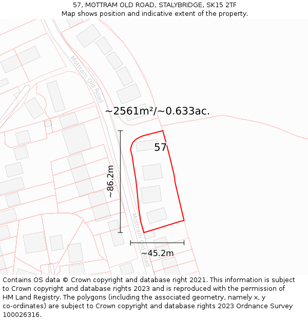 57, MOTTRAM OLD ROAD, STALYBRIDGE, SK15 2TF: Plot and title map
