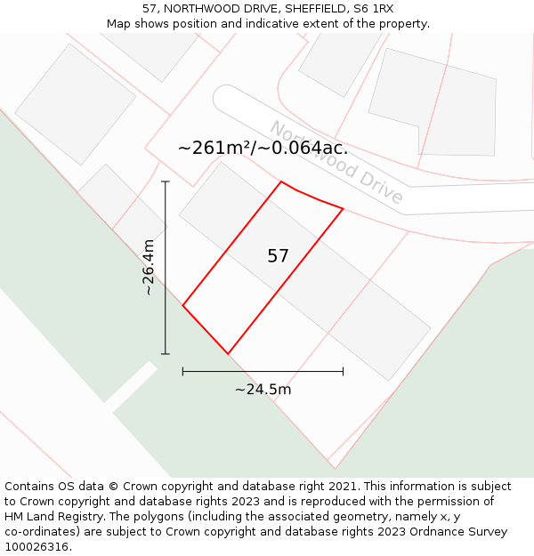 57, NORTHWOOD DRIVE, SHEFFIELD, S6 1RX: Plot and title map
