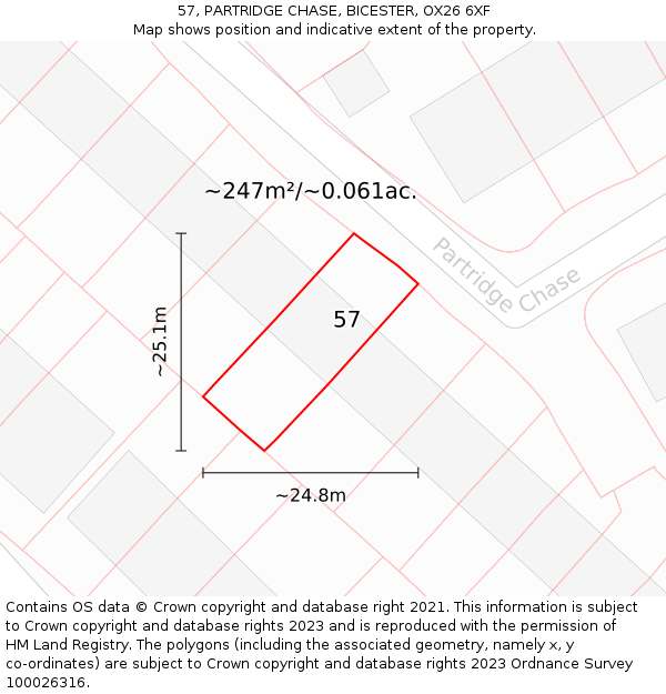 57, PARTRIDGE CHASE, BICESTER, OX26 6XF: Plot and title map