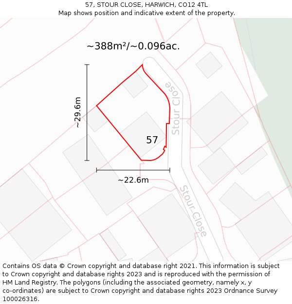 57, STOUR CLOSE, HARWICH, CO12 4TL: Plot and title map