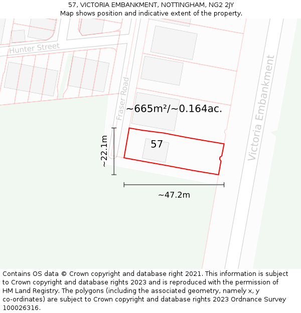 57, VICTORIA EMBANKMENT, NOTTINGHAM, NG2 2JY: Plot and title map