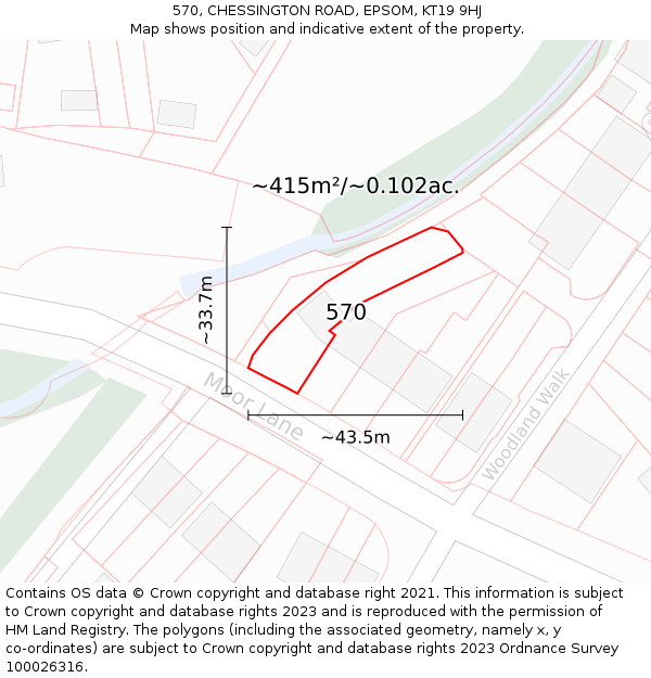 570, CHESSINGTON ROAD, EPSOM, KT19 9HJ: Plot and title map