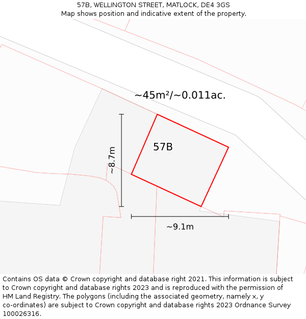 57B, WELLINGTON STREET, MATLOCK, DE4 3GS: Plot and title map