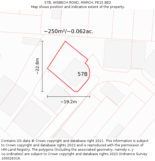 57B, WISBECH ROAD, MARCH, PE15 8ED: Plot and title map