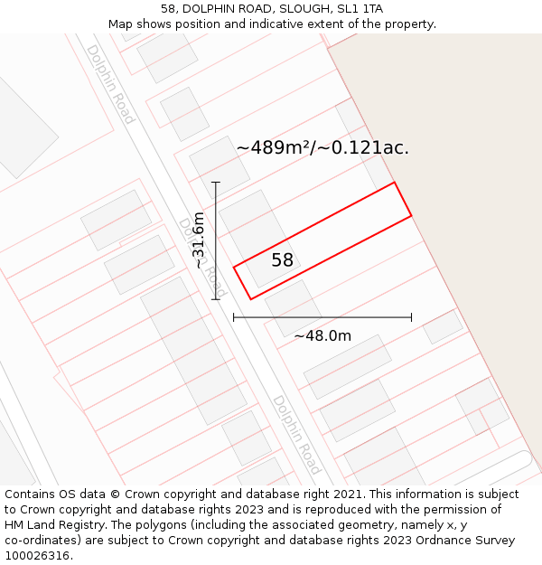 58, DOLPHIN ROAD, SLOUGH, SL1 1TA: Plot and title map