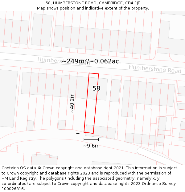 58, HUMBERSTONE ROAD, CAMBRIDGE, CB4 1JF: Plot and title map