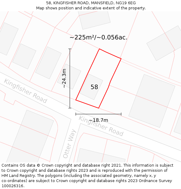 58, KINGFISHER ROAD, MANSFIELD, NG19 6EG: Plot and title map